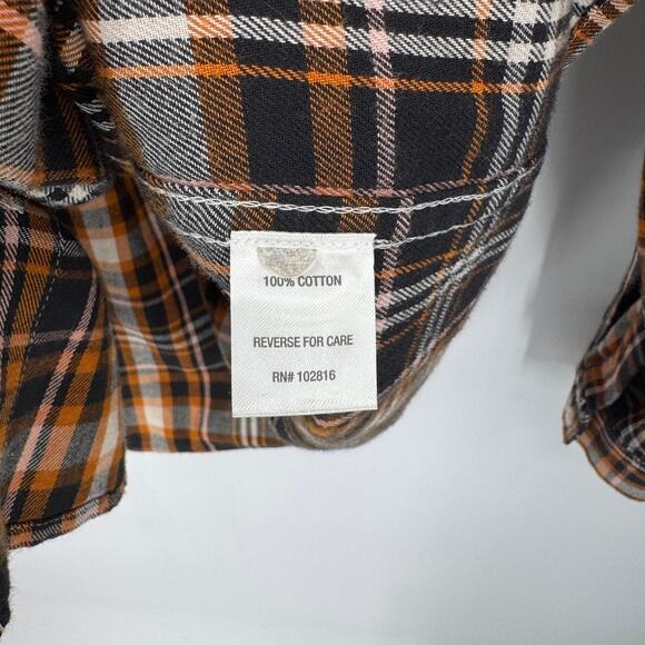 Garnet‎ Hill Grunge Flannel Button-up Shirt Womens 10 Cotton Blue Plaid - Picture 6 of 10